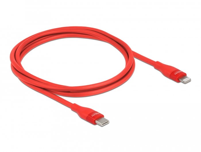 Delock Daten- Und Ladecable Usb Type-C Zu Lightning Für Iphone, Ipad Und Ipod Rot 1 M Mfi