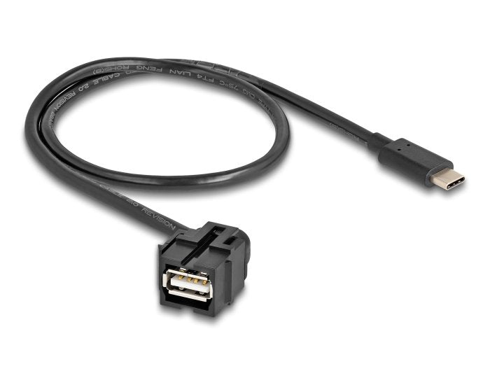 Delock 88056 Módulo Keystone Usb 2.0 A Hembra > Usb Type-C Macho 250° Con Cable 0,5 M