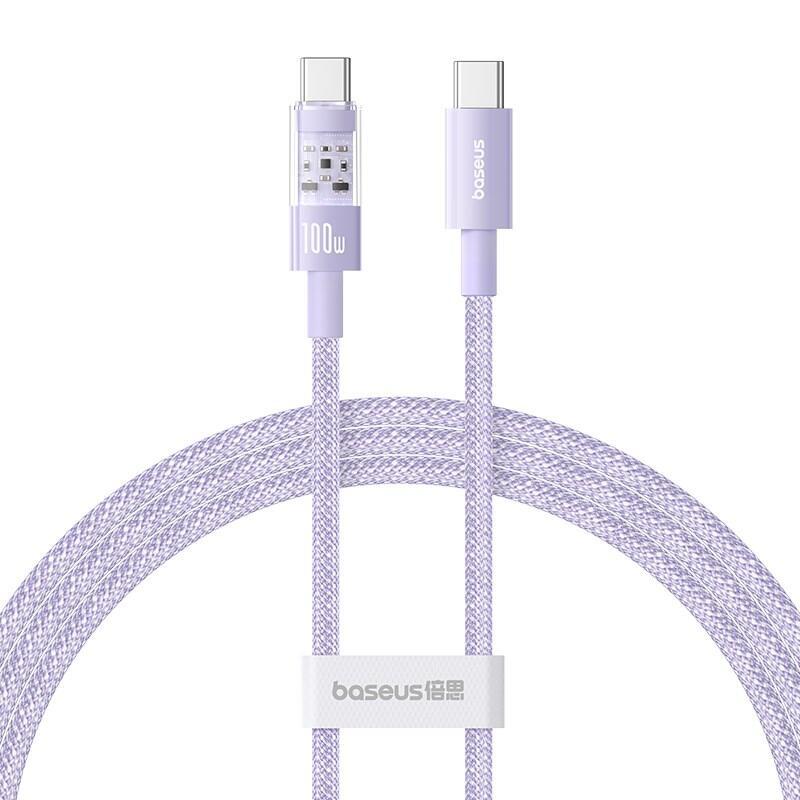 Cable Baseus Gem De Carga Rápida Usb C A Usb C 1 M 100 W Morado