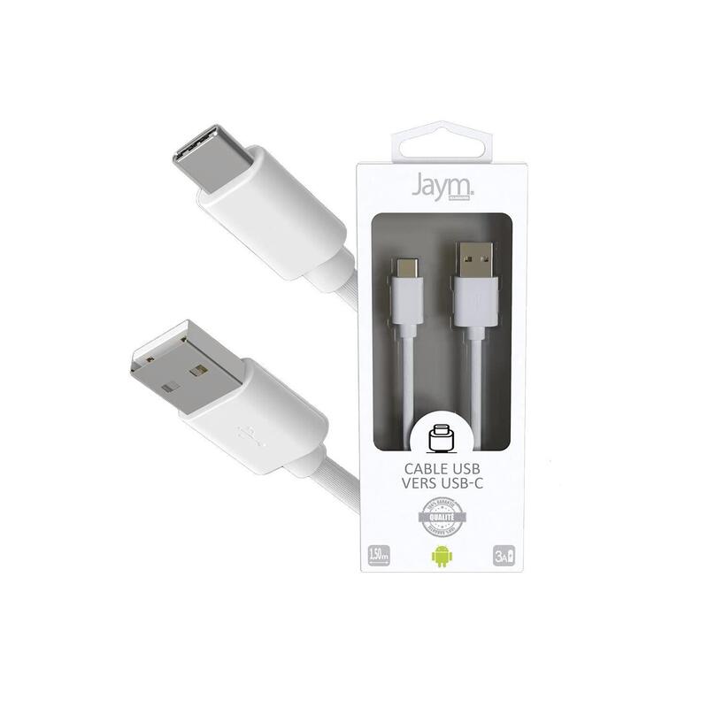 Cable Charge & Synchro Usb-A Vers Usb-C - Longitud 1.5m - Blanco - Jaym® Collection Pop
