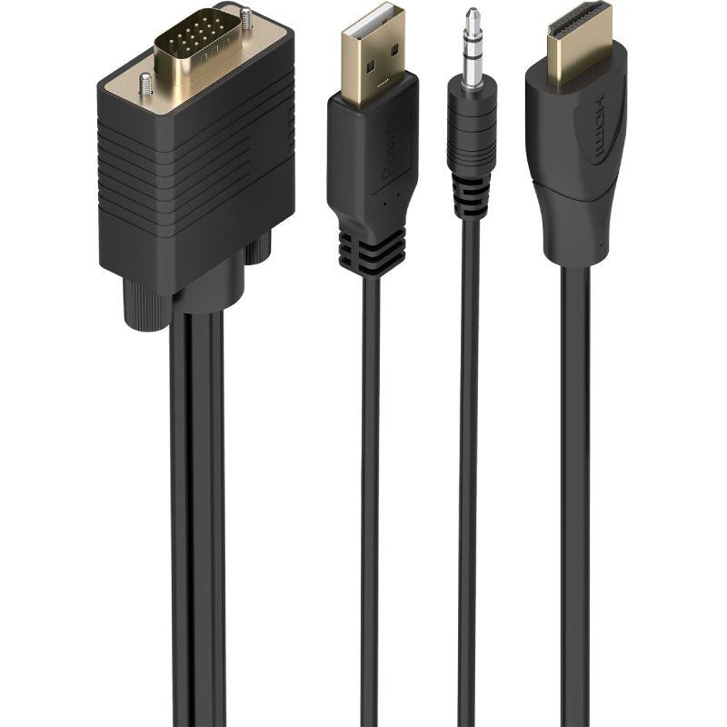Cable Conversor Aisens A122-1013 Svga Macho Usb Macho Jack Macho Hdmi Macho 1m Negro