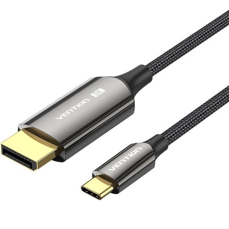 Cable Conversor Displayporti 8k Vention Crfbf Usb Tipo-C Macho Displayport Macho 1m Negro