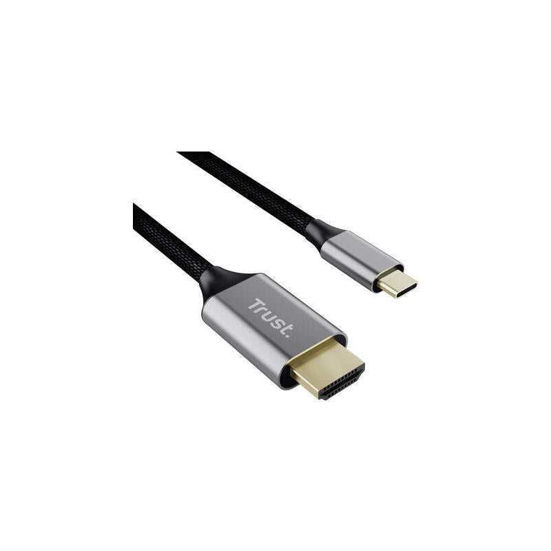 Cable Conversor Hdmi 4k Trust Calyx Usb Tipo-C Macho Hdmi Macho 2m Gris