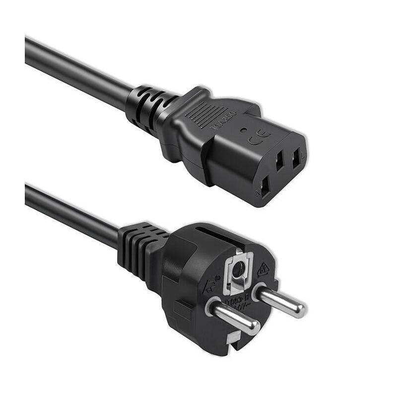 Cable De Alimentación Schuko Cee 7/7 (E/F) Iec C13 3x1.0mm2 Cobre Puro Cu 1.5m