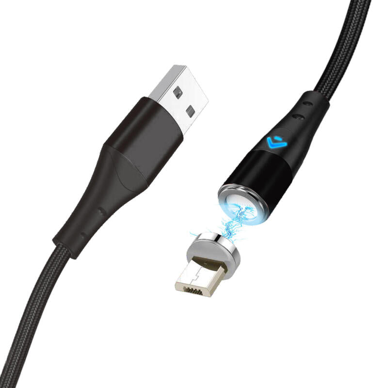 Cable De Carga Rapida Magnetico Micro Usb Phoenix 3a Quick Charge - 1 Metro - Transmision De Datos - Otg - Led Indicador