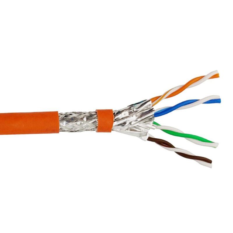 Cable De Red Helos High Quality, Cat 7, S / Ftp, Pimf, Lszh, Naranja 100 M