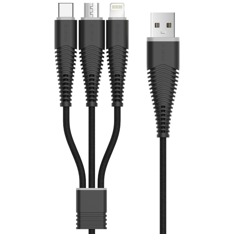 Cable Fish 1 Devia 3 In 1 Apple Ios & Android C + M-Usb Blac