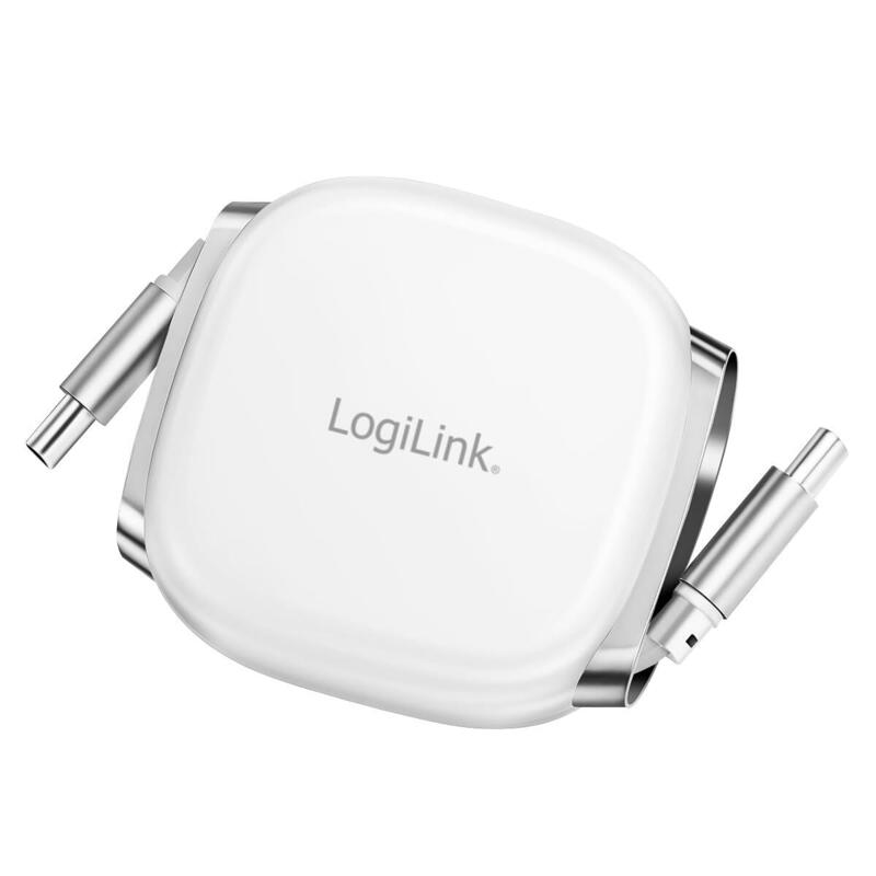 Cable Logilink Cu0501 Usb 2.0 Tipo C M To M Retractable 480 Mbps 60w Blanco 1m