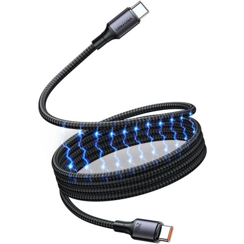 Cable Magnético Usb 2.0 Tipo-C 5a Vention Tsabf Usb Tipo-C Macho Usb Tipo-C Macho Hasta 240w 480mbps 1m Negro