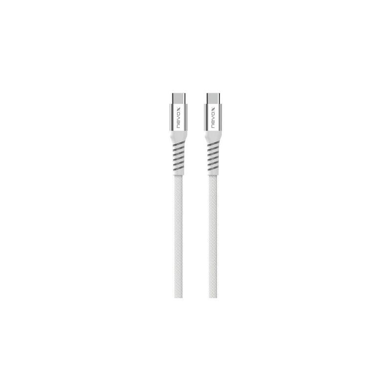 Cable Nevox Usb 2.0, Usb-C > Conector Usb-C 48v / 5a Blanco, 1 Metro, Pd 3.1, Carga Con Hasta 240 Vatios, Enrollable Magnéticamente 4250686414776.0