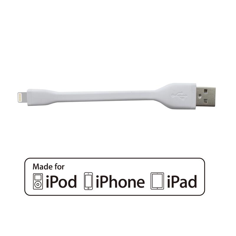 Cable Phoenix Usb Macho A Lightning Macho 10 Cm Certificado Oficial Apple Mfi Iphone 5 / 6/ 7 Ipad Mini / Ipad Pro/ Ipad 2 / 4 Ipad Air / Ipad Pro/Carga Sincroniza Otg / Ultra Compacto / Goma Blanco