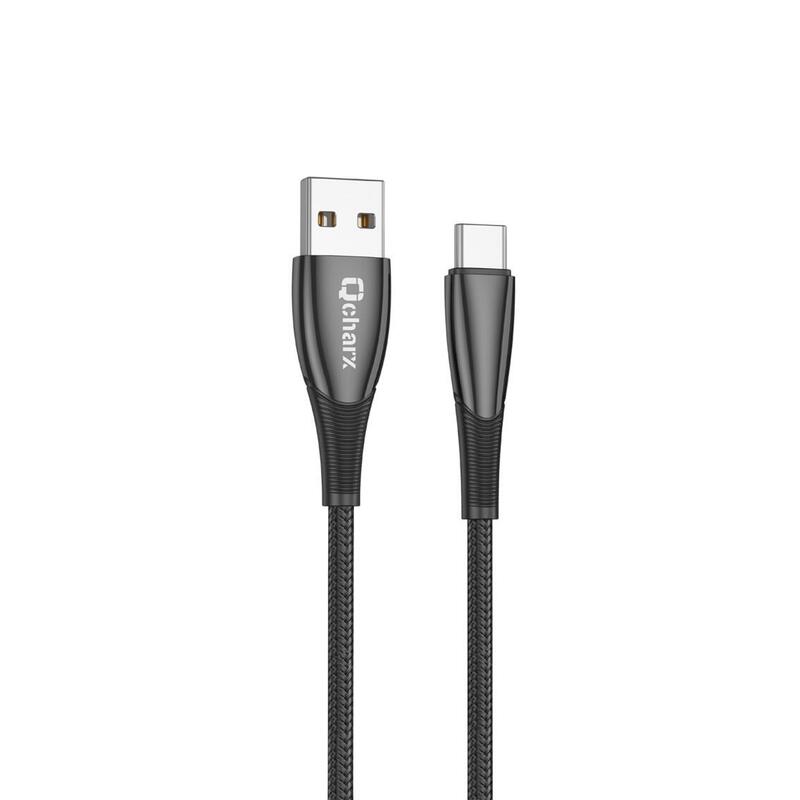 Cable Qcharx Berlin Usb A Tipo C 3a 1 M Zinc Negro Cordon Grueso Tacto Suave