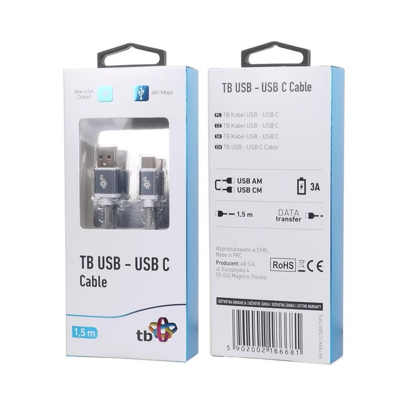 Cable Tb Usb -Usb C 1.5m. Gris, Box