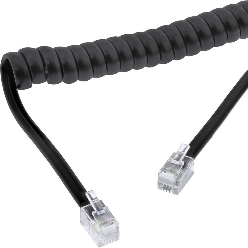 Cable Telefónico En Espiral Inline Rj10 4p4c Negro 2m