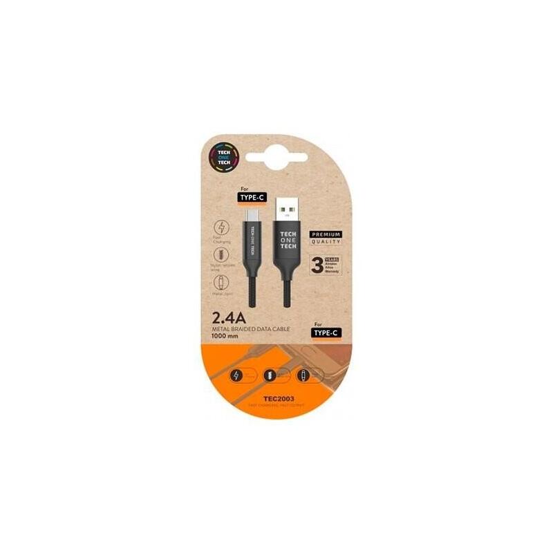 Cable Usb 2.0 Tech One Tech Tec2003 Usb Tipo-C Macho Usb Macho 1m Negro
