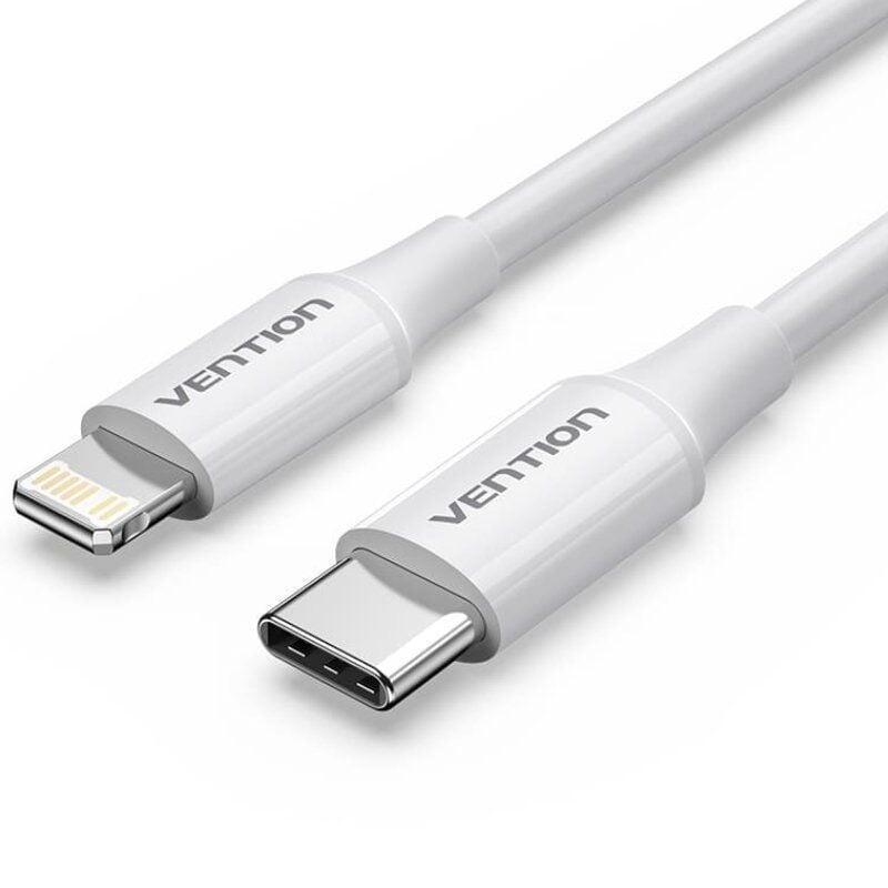 Cable Usb 2.0 Tipo-C Lightning Vention Lajwf Usb Tipo-C Macho Lightning Macho Hasta 27w 480mbps 1m Blanco