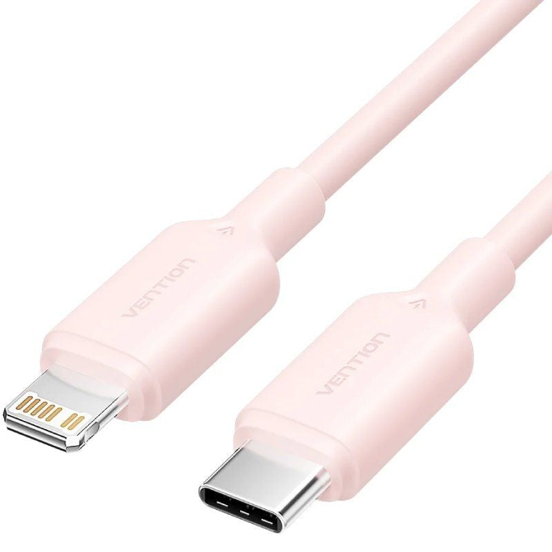 Cable Usb 2.0 Tipo-C Lightning Vention Lakpf Usb Tipo-C Macho Lightning Macho Hasta 27w 480mbps 1m Rosa
