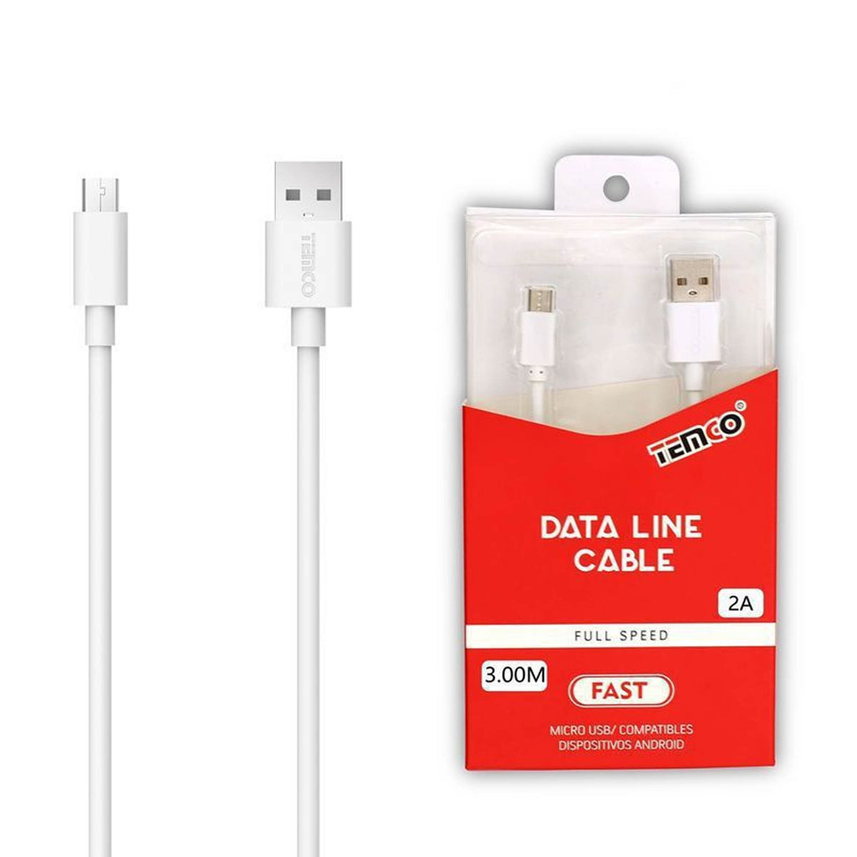 Cable Usb A Micro Usb 2A 3M 5P Blanco