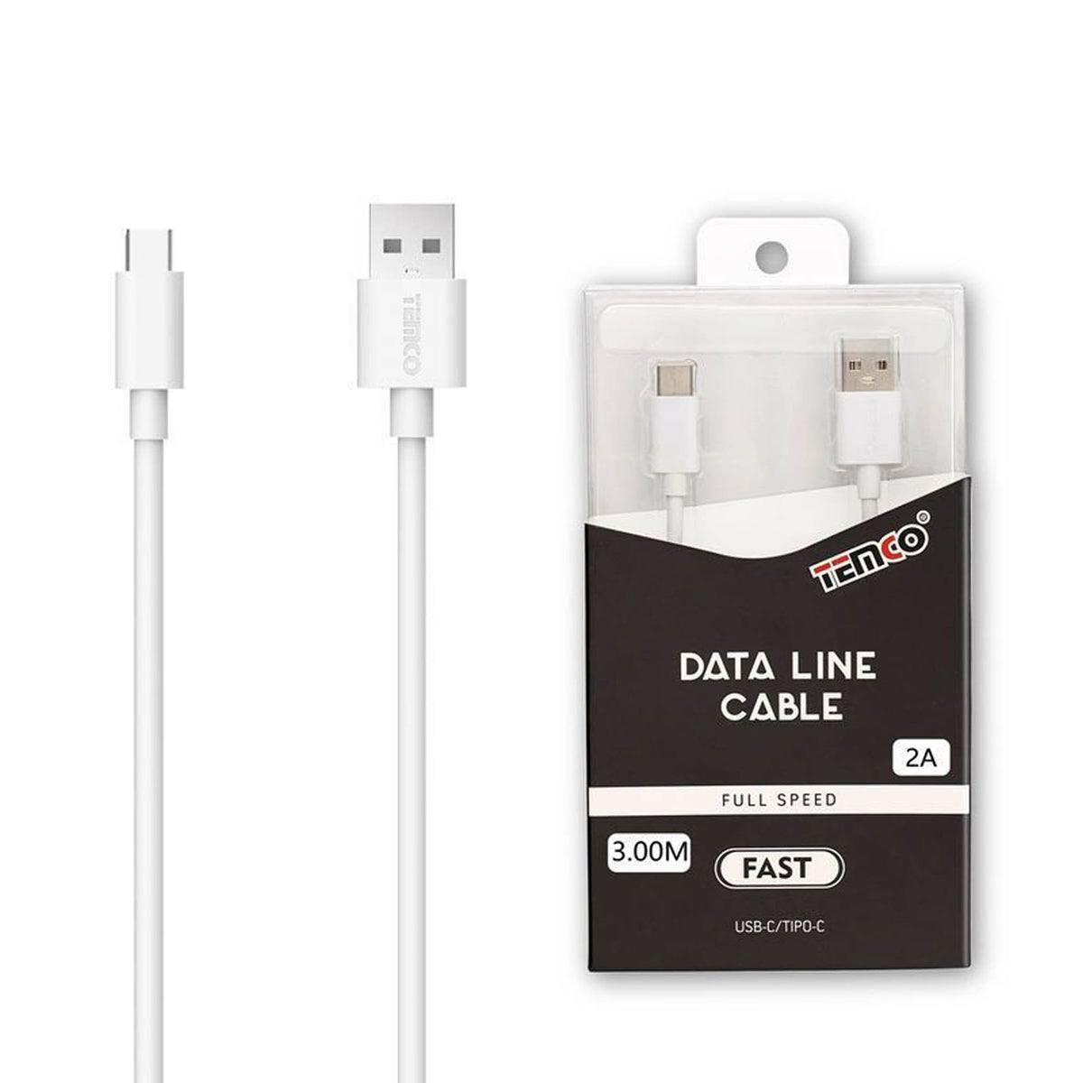 Cable Usb-C 5V 2A 3M En Blanco