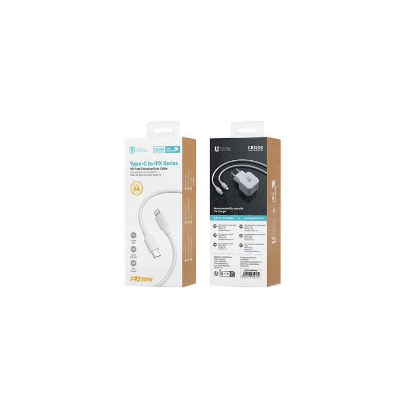 Cable Usb-C A Lightning Cb1208 Unico 30w 1m Blanco