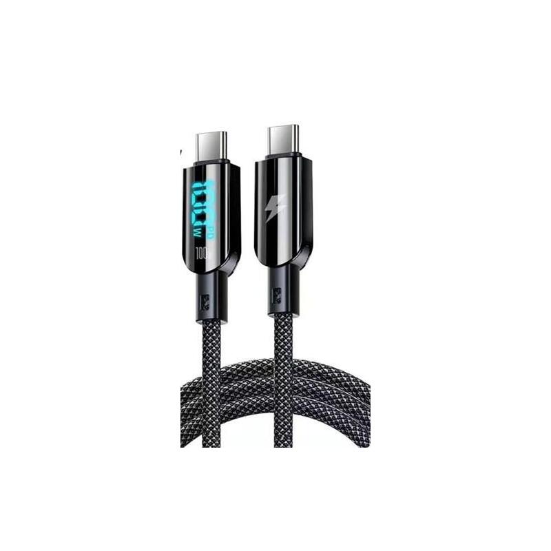 Cable Usb-C A Usb-C Vakoss Tc-U560 Con Pantalla Digital, 100 W, 1,5 M, Negro