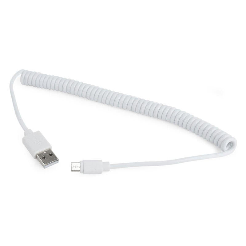 Cable Usb Espiral Carga Y Sincronización Micro Usb, 1,80 M, Blanco Cc-Musb2c-Ambm-6-W