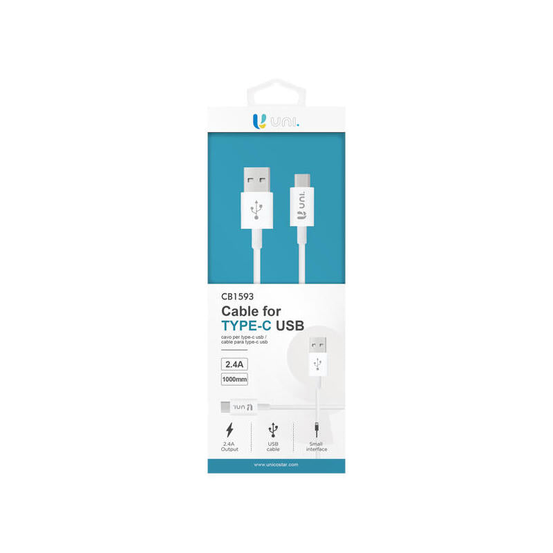 Cable Usb(A) A Tipo C 2,4a 1m Blanco