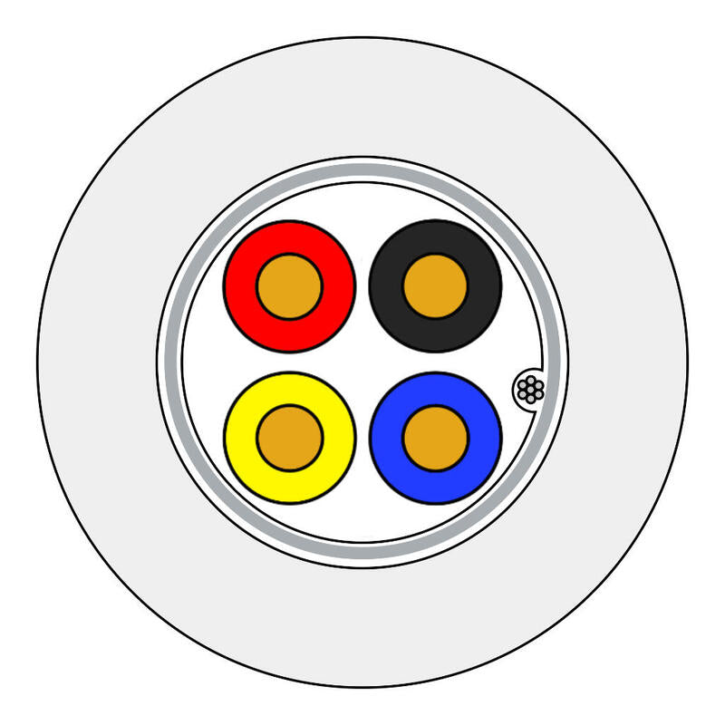 Cables Esla 002-1202244 Rollo 100m De Cable Manguera Blanco Flexible 4 Hilos Apantallado Lszh (4x0,22) Cpr B2ca. Códigos De Color Ajax