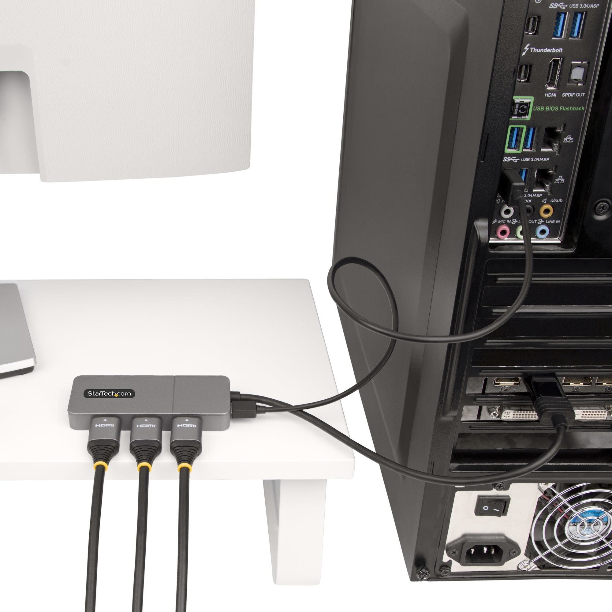 Startech Hub Mst De 3 Puertos - Multiplicador Divisor Displayport A 3 Puertos Hdmi 4k60hz Cable De 30cm - Alimentado Por Usb - Solo Windows