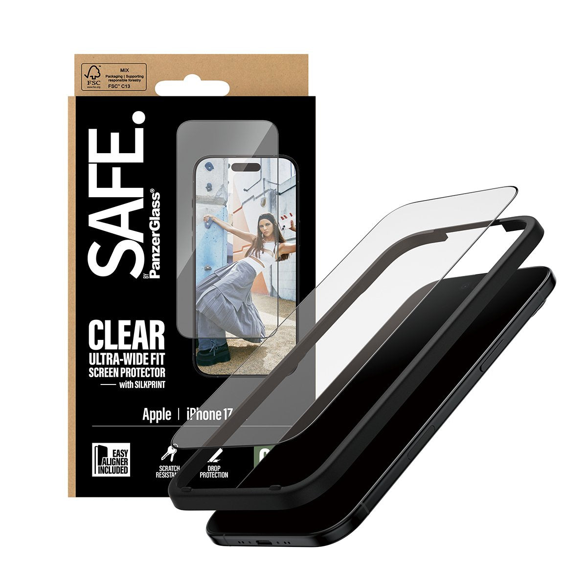 Panzerglass Safe. Screen Protector W. Negro Frame Iphone 17 Air Ultra-Wide Fit