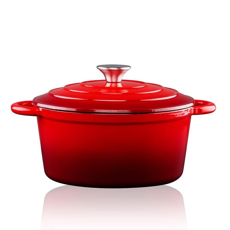 Cacerola De Hierro Fundido Esmaltado Color Rojo 3,8 L, Ø24 X 11,8 Cm