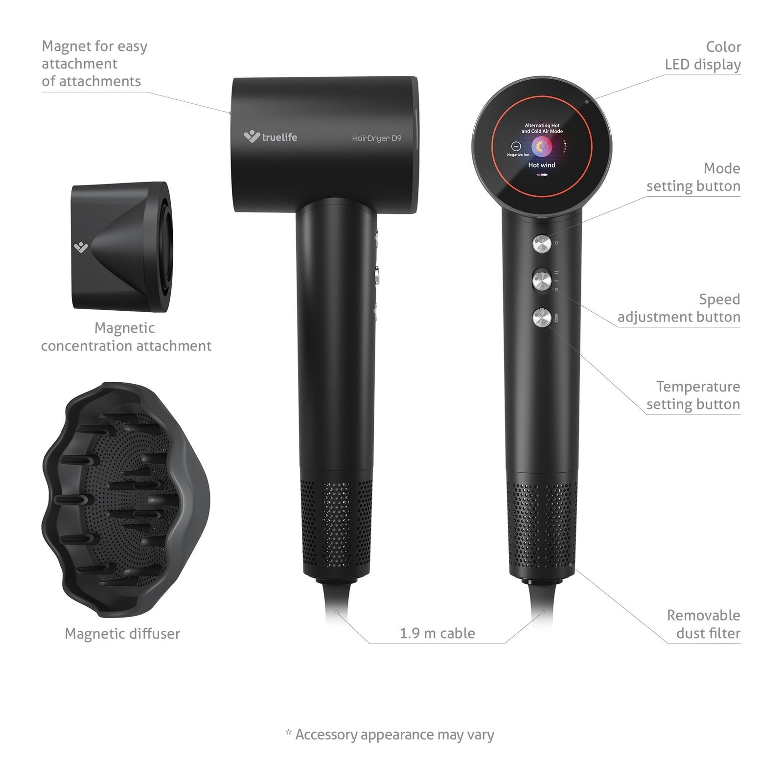 Truelife Hairdryer D9 5xmodi 3xtemperatur- 2xgeschwind.Mufe Retail