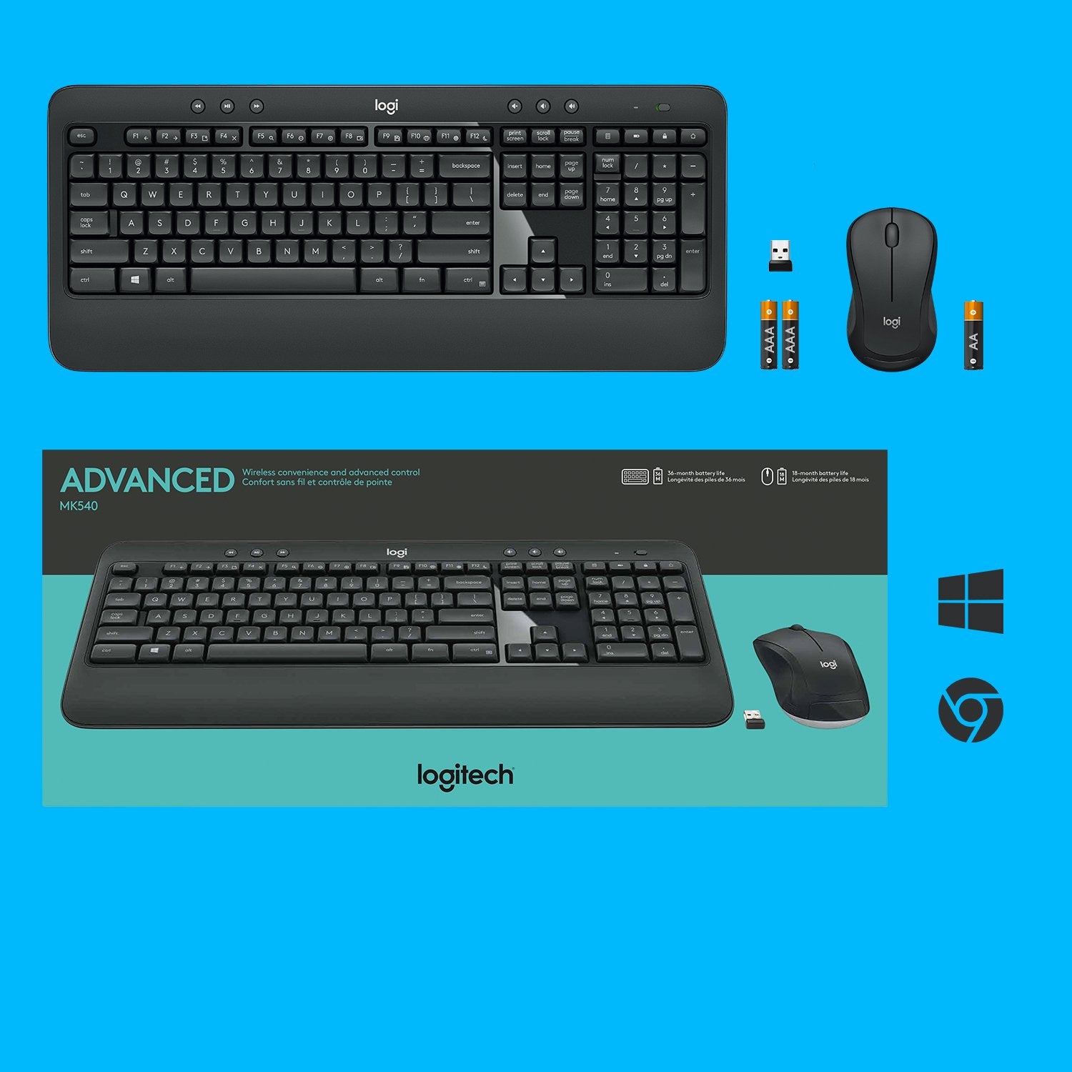 EAN 5099206077461 - Logitech 920-008685 teclado Ratón incluido Universal RF inalámbrico QWERTY Internacional de EE.UU. Negro, imagen 10
