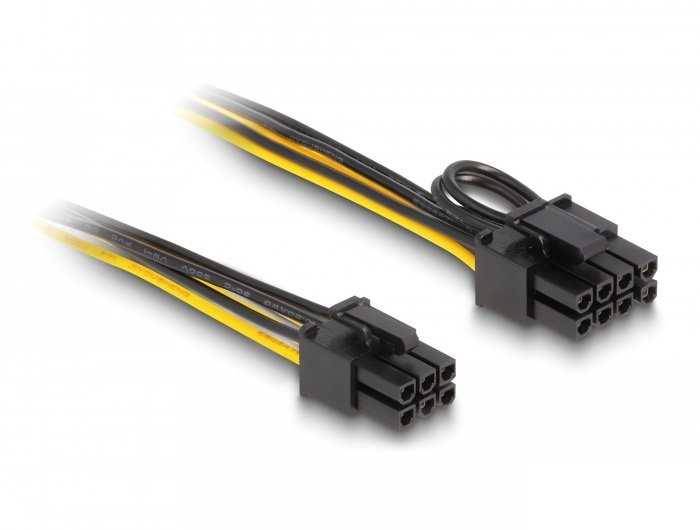 Delock Stromcable Pci Express 6 Pin Stecker Zu Pci Express 6+2 Pin Stecker 50 Cm