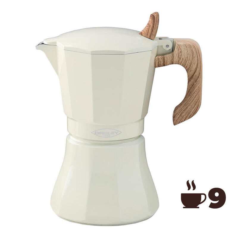 Cafetera De Aluminio De 9 Tazas Mod. Petra Color Crema Oroley