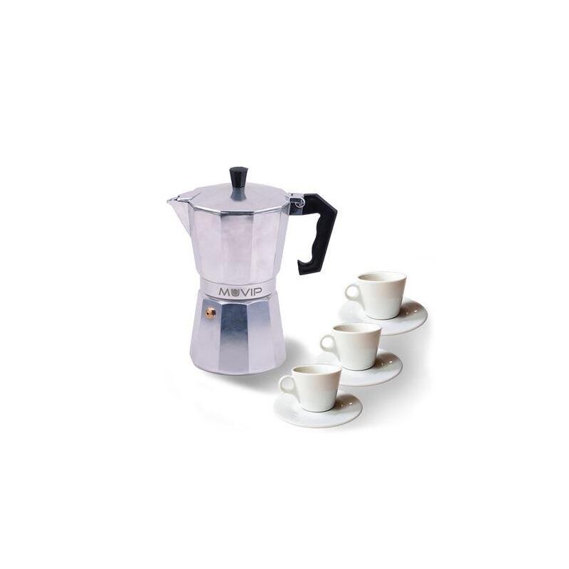 Cafetera Muvip Mv0600 De Aluminio Capacidad 3 Tazas Mango Ergonomico - Antiadherente - Apta Para Placas Electricas,