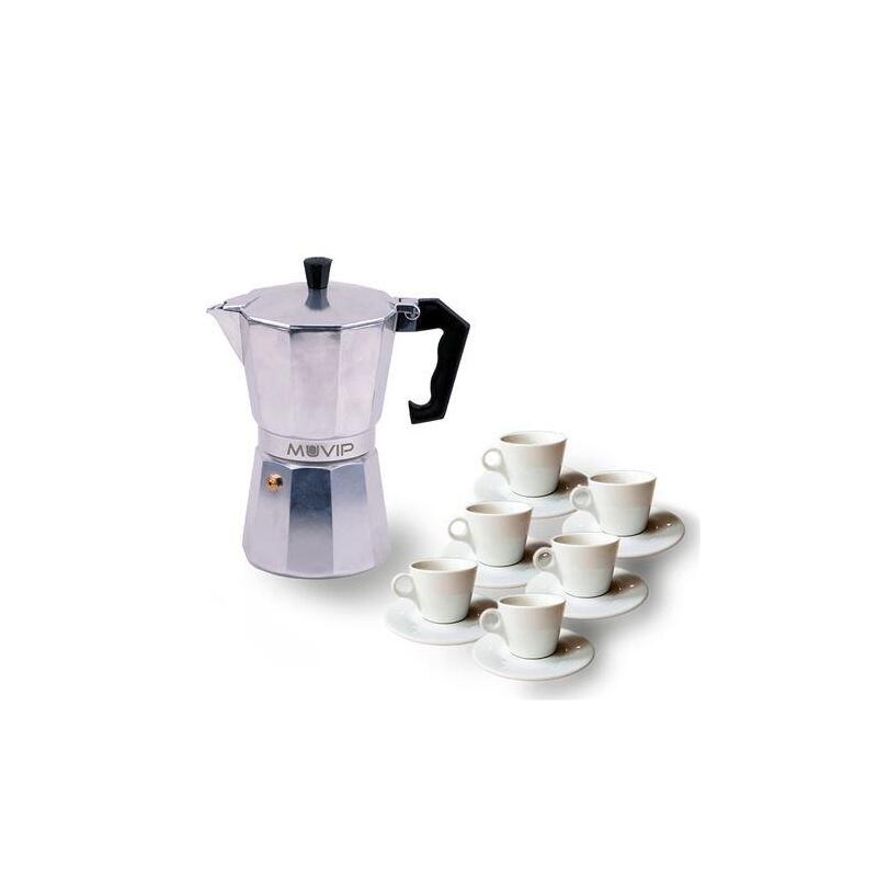 Cafetera Muvip Mv0601 De Aluminio Capacidad 6 Tazas Mango Ergonomico - Antiadherente - Apta Para Placas Electricas,