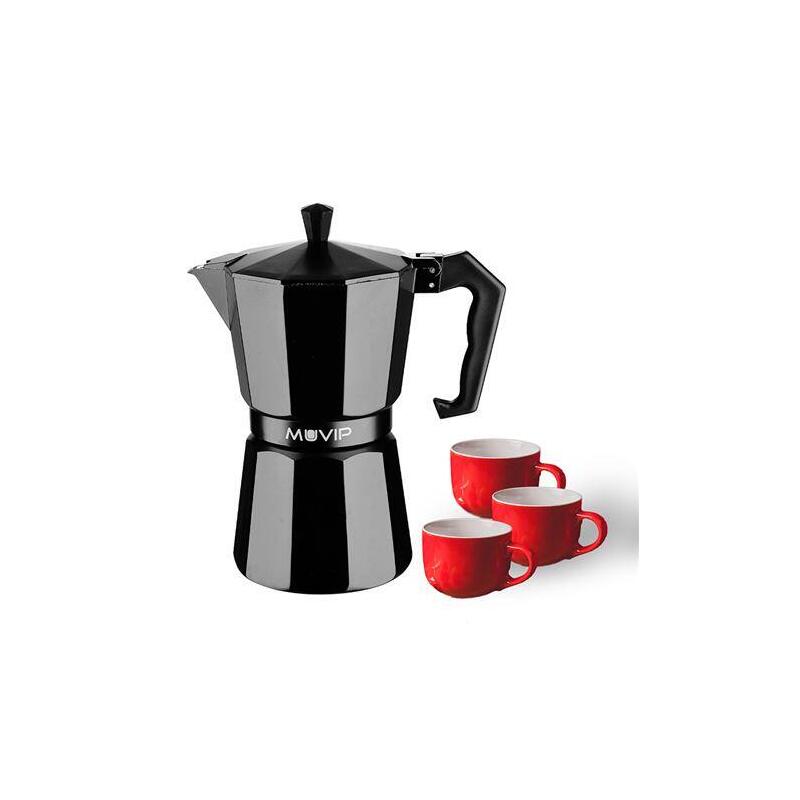 Cafetera Muvip Mv0606 De Aluminio Capacidad 3 Tazas Mango Ergonomico - Antiadherente - Apta Para Placas Electricas,