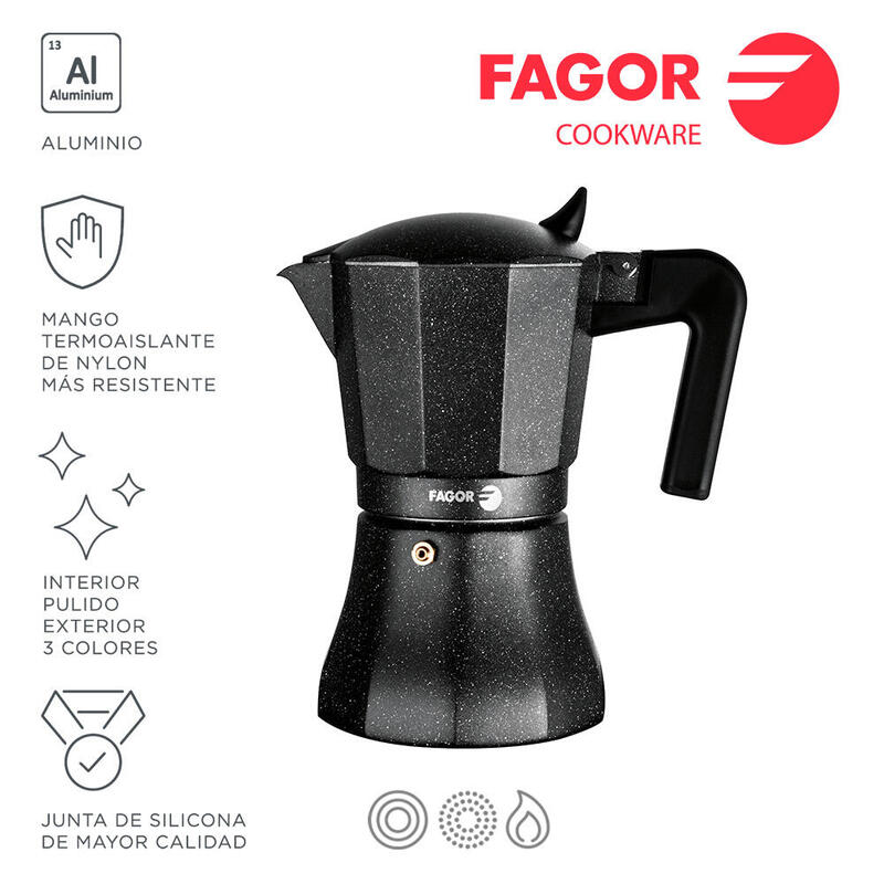Cafetera Tiramisu 3 Tazas Aluminio 3004 Fagor