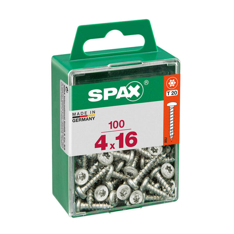 Caja 100 Unid. Tornillo Madera Spax Cab. Redonda Wirox 4,0x16mm Spax