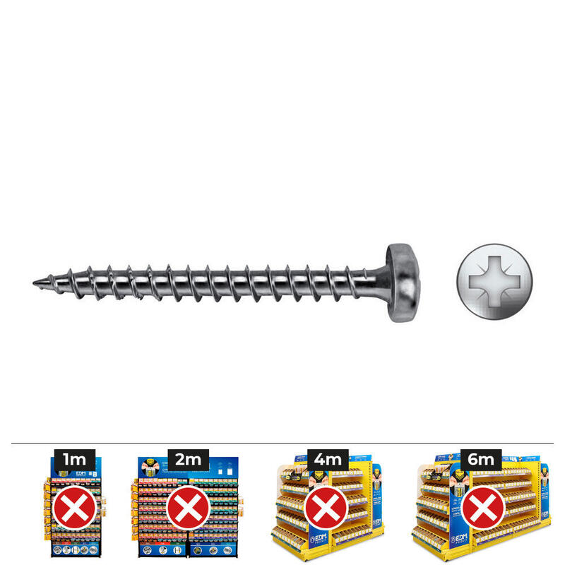 Caja 1000 Uds. Tornillo Madera Vlox B Rosca Completa Alomado Impronta Pz Ø 3,5 X 10 Mm. Cincado