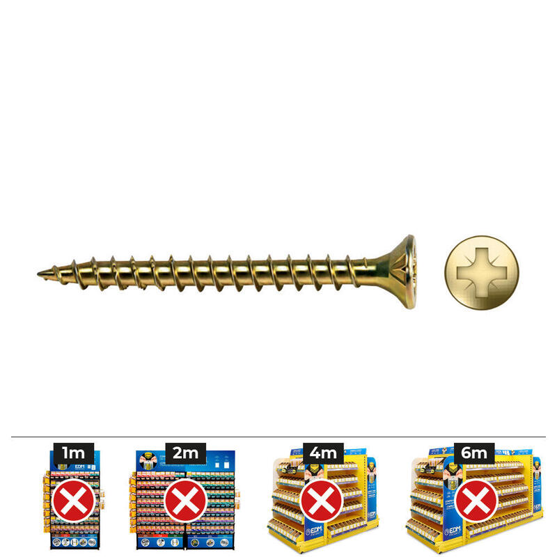 Caja 1000 Unid. Tornillo Madera Vlox Rosca Completa Avellanado Impronta Pz Ø4x25 Mm Bicromatado