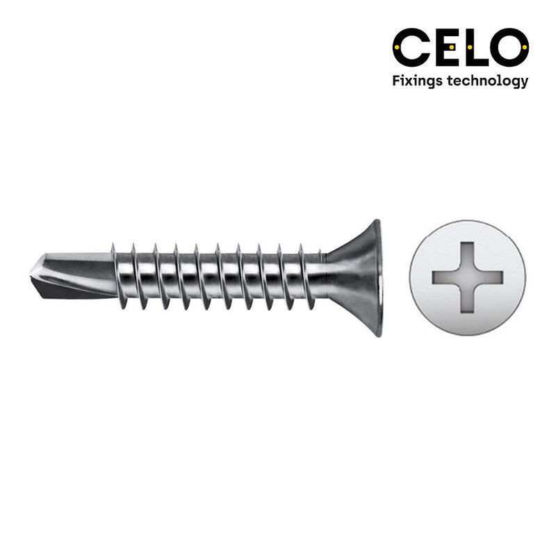 Caja 250 Unid. Punta Broca Avellanada Philips Din/Ref 7504p Ø3,5x25mm Zincado Celo