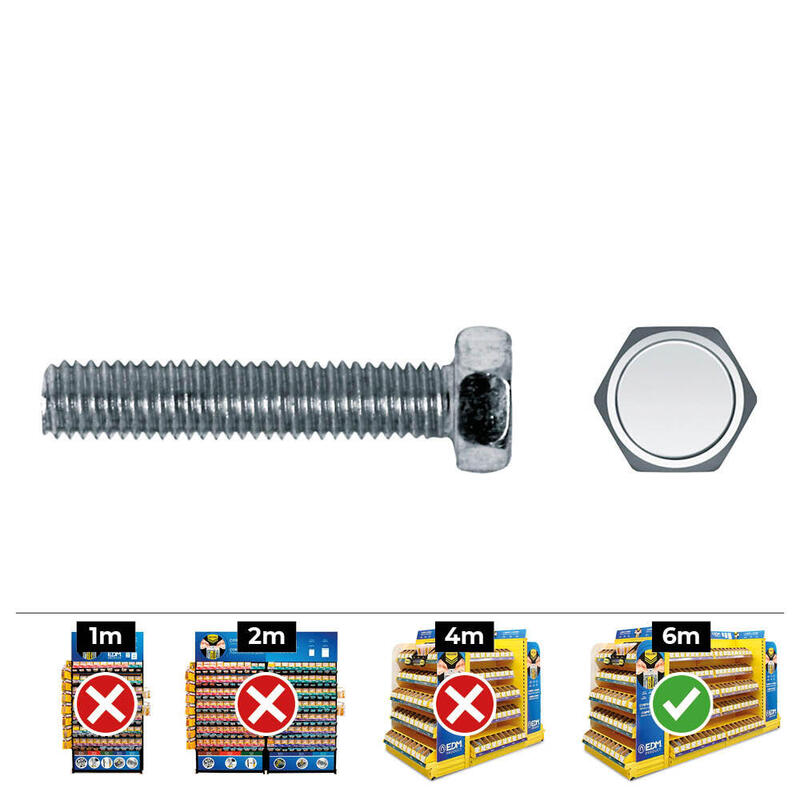 Caja 250 Unid. Tornillo Metrica Hexagonal Din/Ref 933 Ø6x40mm Zincado Celo