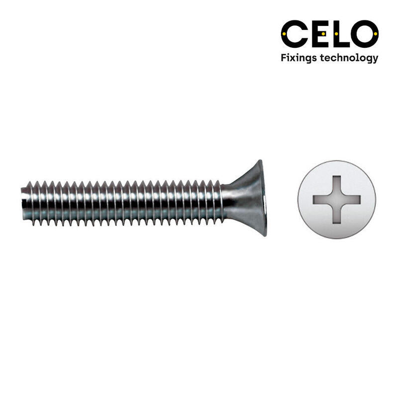 Caja 500 Unid. Tornillo Metrico Avellanado Phillips Din/Ref965 Ø4x30mm Zincado Celo