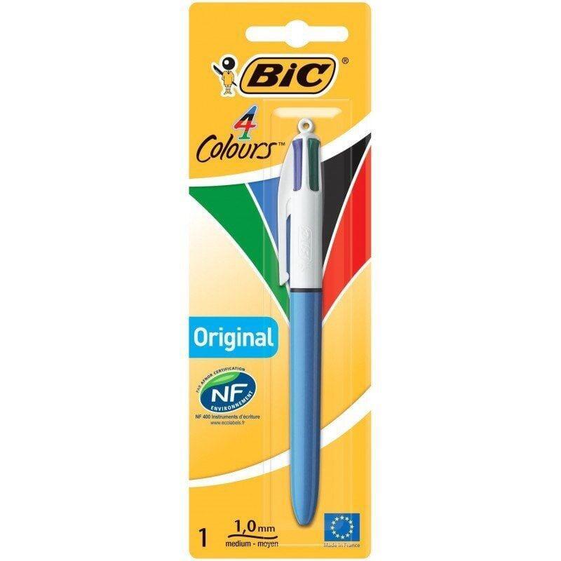 Caja De Bolígrafos De Tinta De Aceite Retráctil Bic 4 Colours Original 802077 1 Unidad 4 Colores De Tinta Cuerpo Color Azul
