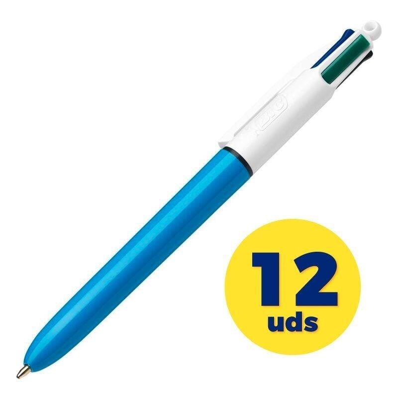 Caja De Bolígrafos De Tinta De Aceite Retráctil Bic Medium Original 889969 12 Unidades 4 Colores De Tinta Cuerpo Color Azul