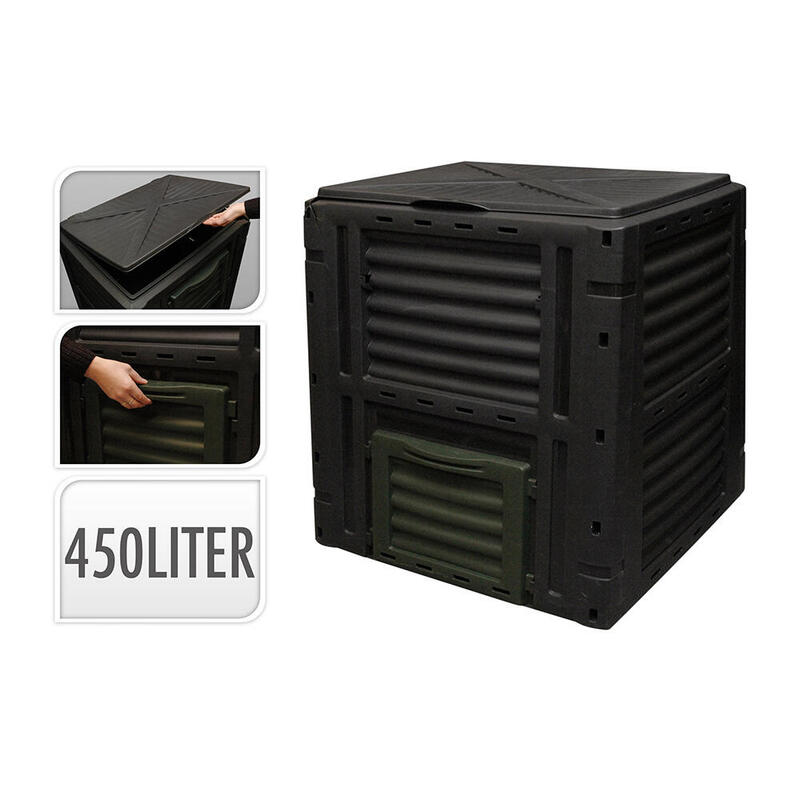 Caja De Compostage 450 L Color Negro 80x80x81cm Progarden