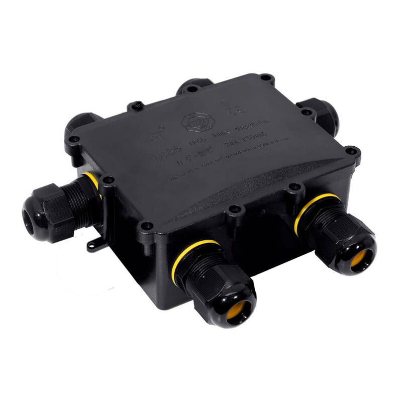 Caja De Empalmes Aerea Para Exterior Estanca Con 6 Prensaestopas Ip68 Para Exterior 13,5x11,5x4,7cm Black Series Solera (Retractilado) Bk-6p
