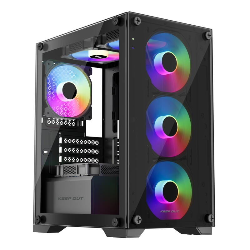 Caja Microatx Xc-201 Glass Argb Keepout Bahías Int.: 1x3,5, 1x2,5/ 1xusb2.0, 1xusb3.0/ Audio In/Out